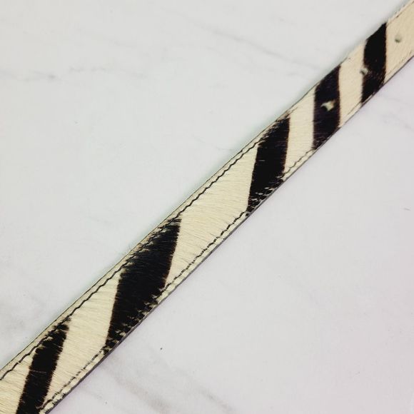 BB Simon Zebra print calf hair leather belt silver buckle - Picture 3 of 7